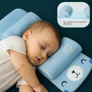 Baby Safety Pillow, CozyBabyNest.Newborn Baby Head Shaping Pillow – Cute Bear Design | Anti-Roll, Breathable & Soft Support Cushion for Infant Safety Sleep, Baby neck support pillow, Washable Infant Pillow
